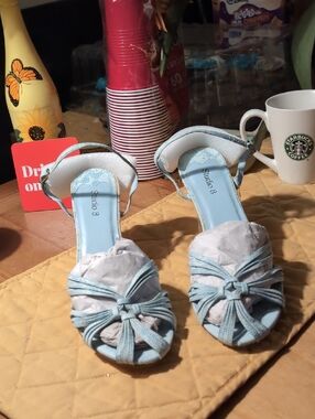 Studio 8  Light Blue Knotted Open-Toe Heels